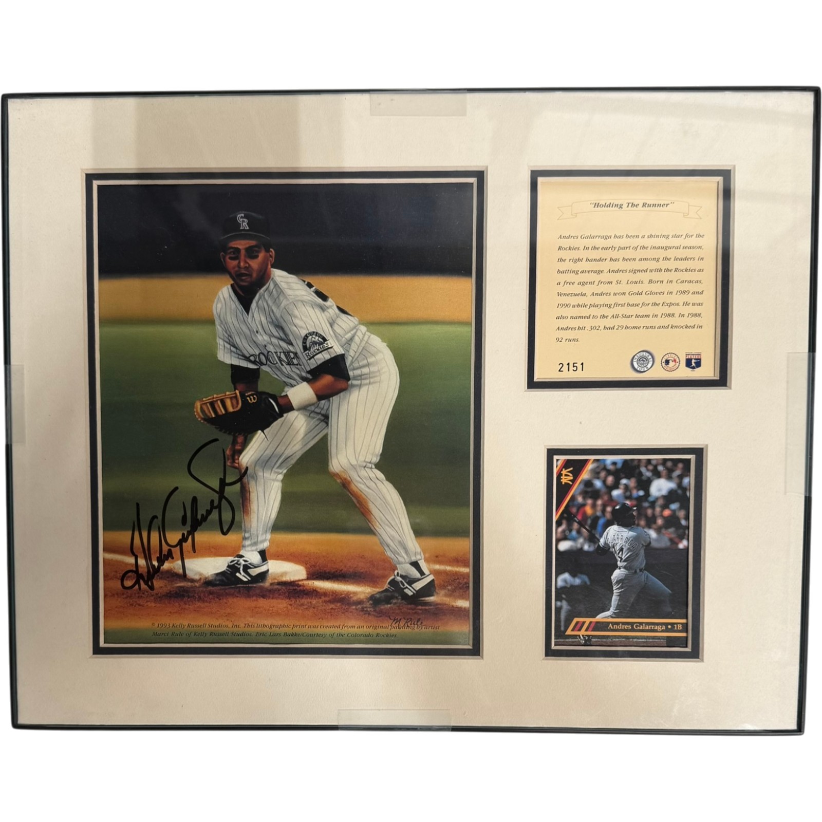 Andres Galarraga Autographed Colorado Rockies Framed 8x10 Photo Beckett 55356