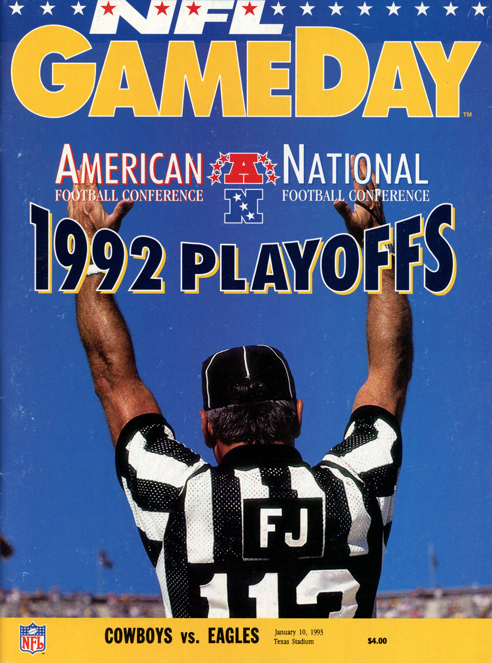 NFL Gameday Magazine 1/10/1993 Dallas Cowboys vs Philadelphia Eagles