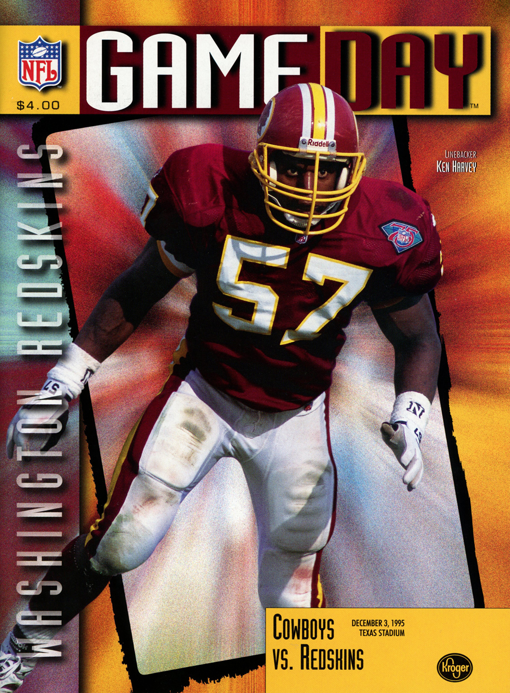 Washington Redskins 12/3/1995 Gameday Magazine vs Dallas Cowboys