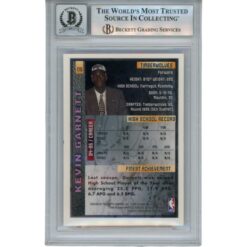 Kevin Garnett Autographed 95-96 Topps Finest #115 Trading Card Beckett 50884