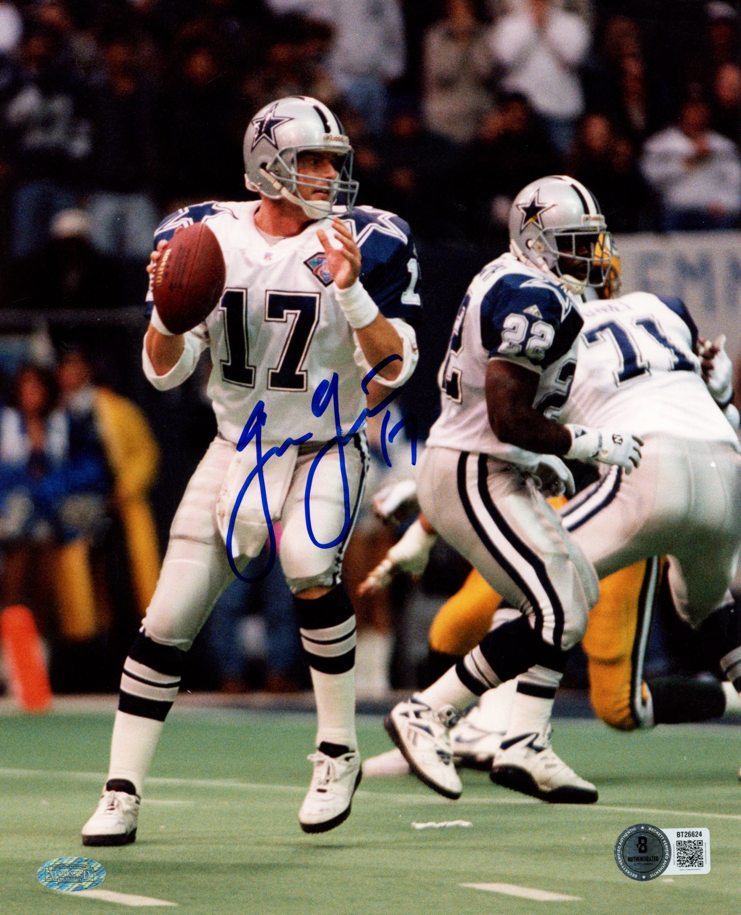 Jason Garrett Autographed Dallas Cowboys 8x10 Photo White w Emmitt Beckett 56756