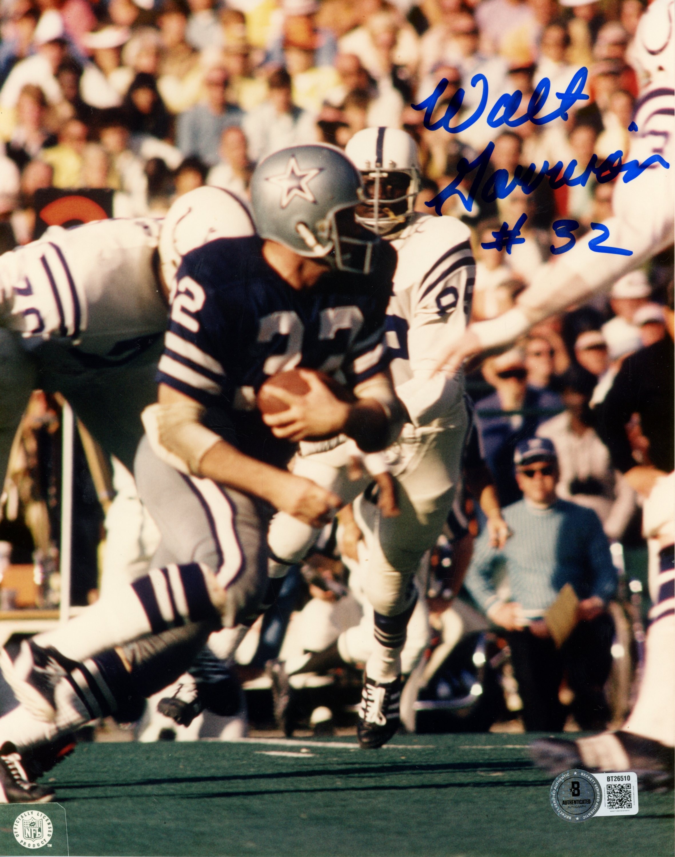 Walt Garrison Autographed Dallas Cowboys 8x10 Photo Blue vs Colts Beckett 56803