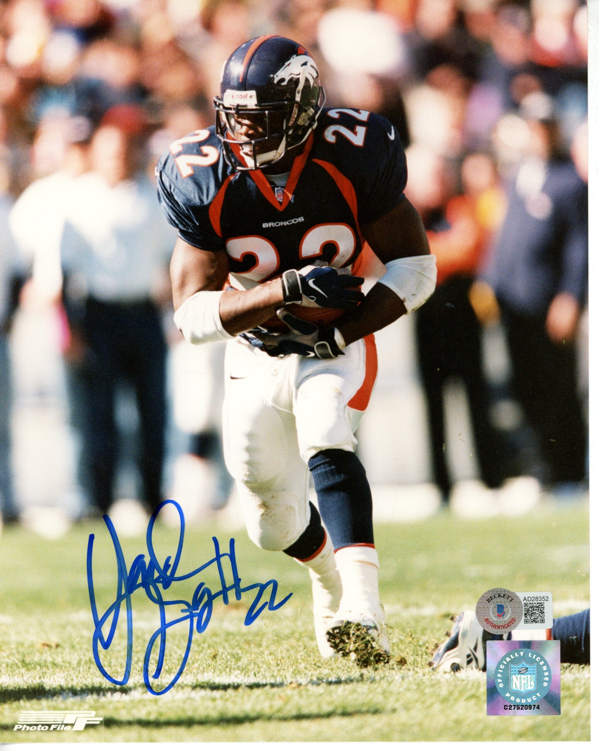 Olandis Gary Autographed/Signed Denver Broncos 8x10 Photo Beckett 55834