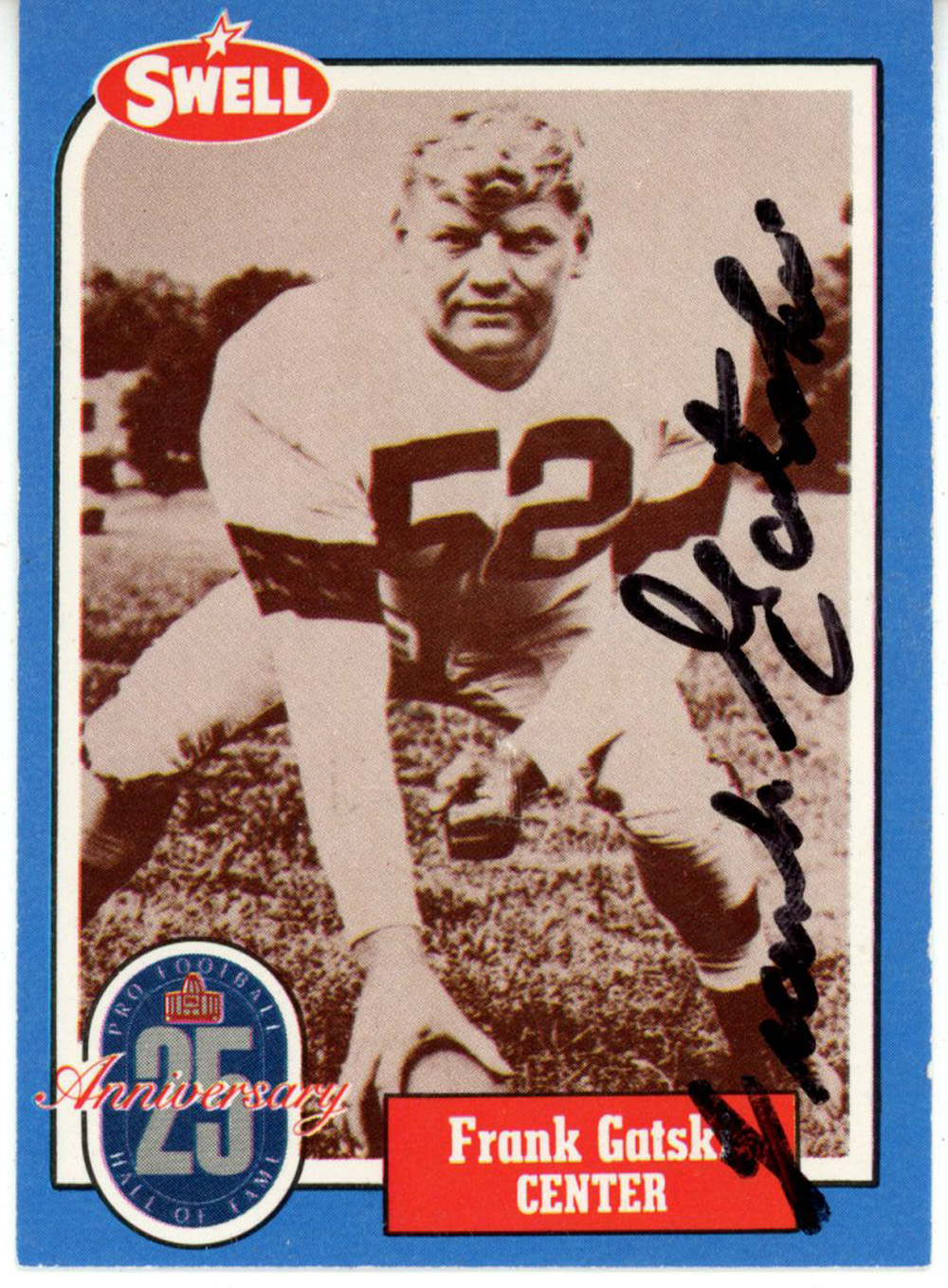 Frank Gatsik Autographed/Signed Cleveland Browns 1988 Swell HOF Card