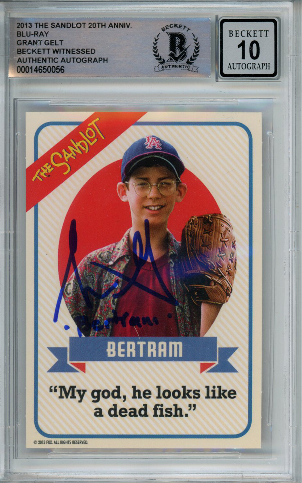 Grant Gelt Signed 2013 Fox 20th Anv Trading Card Bertram Sandlot BAS