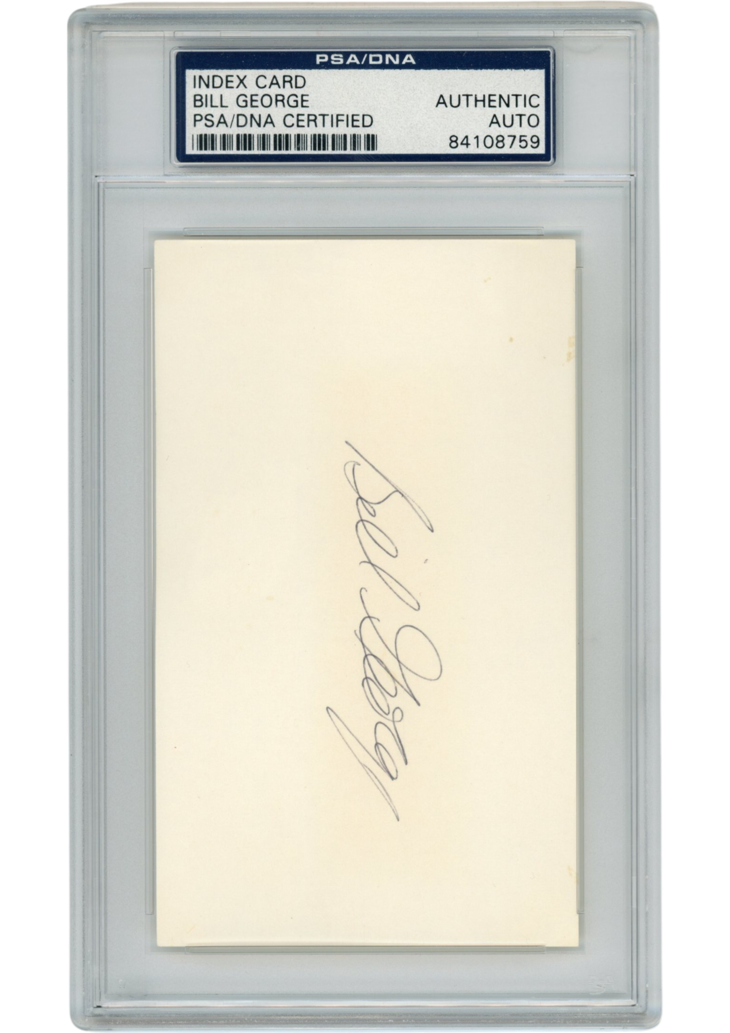 Bill George Autographed/Signed Chicago Bears Index Card Slabbed PSA 54924