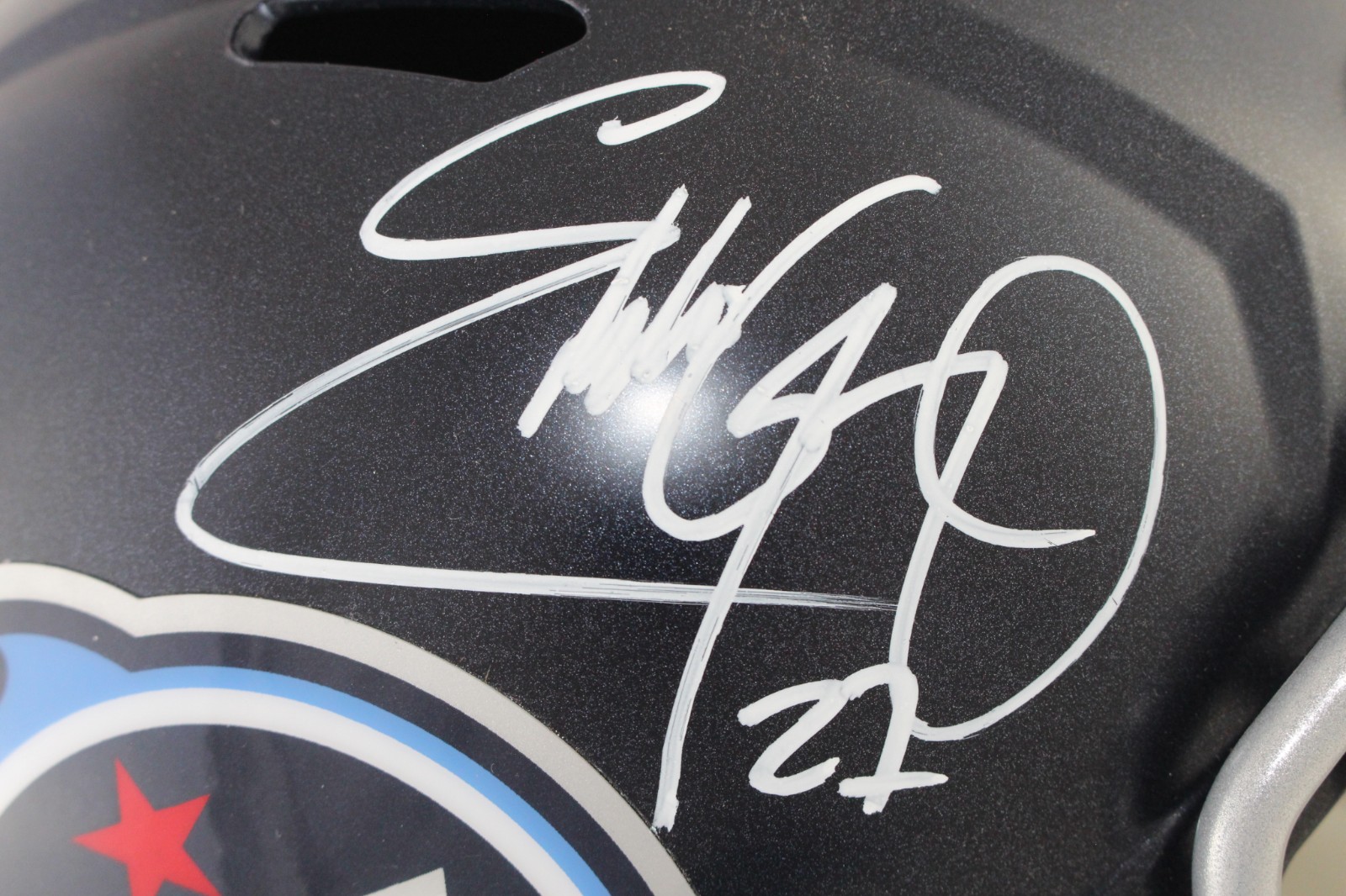 Eddie George Autographed/Signed Tennessee Titans F/S Speed Helmet JSA 59357 2 Eddie George Autographed/Signed Tennessee Titans F/S Speed Helmet JSA 59357