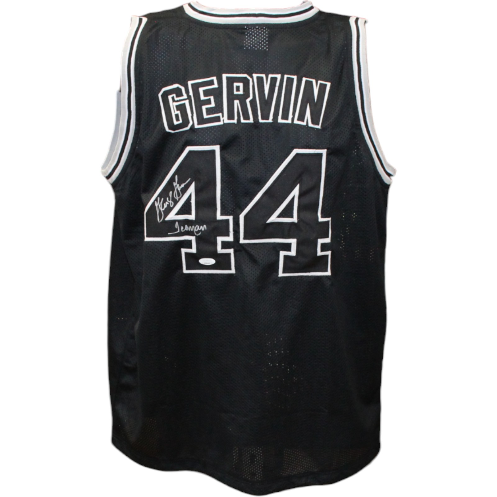 George Gervin Autographed/Signed Pro Style Black Jersey JSA 