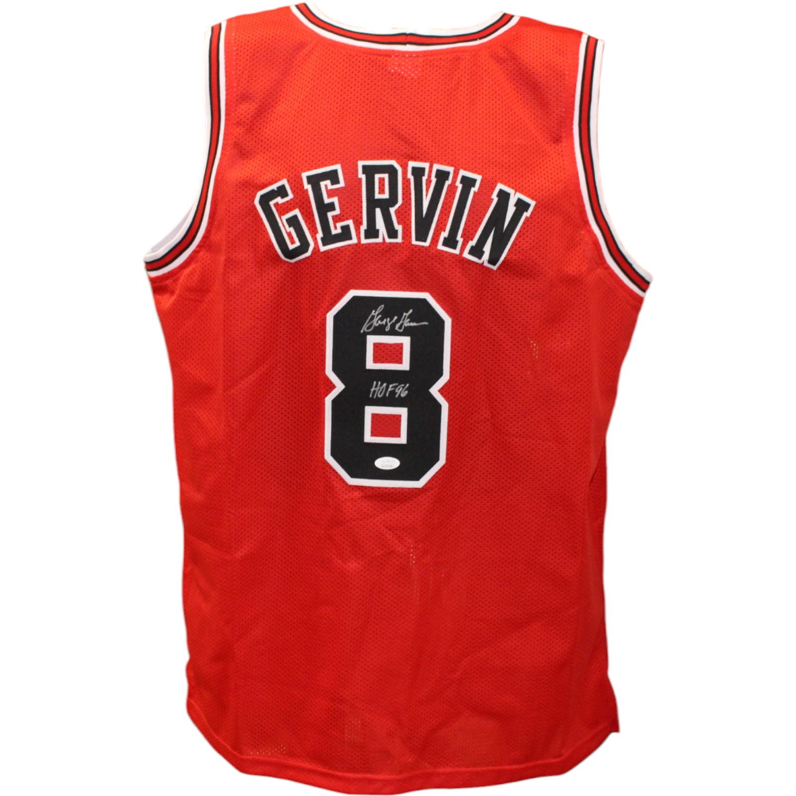 George Gervin Autographed/Signed Pro Style Red Jersey JSA