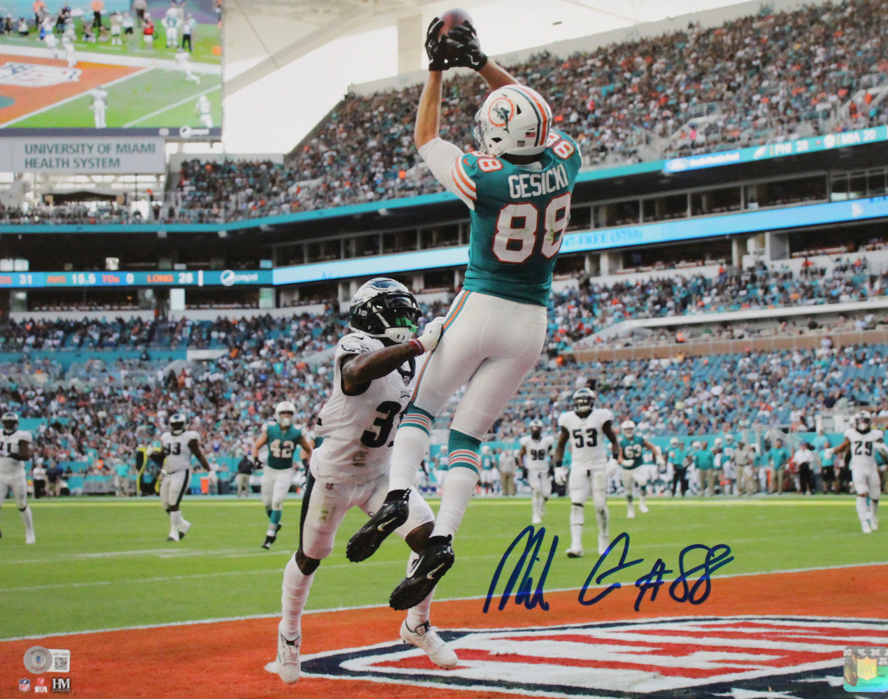 Mike Gesicki Autographed/Signed Miami Dolphins 16x20 Photo BAS