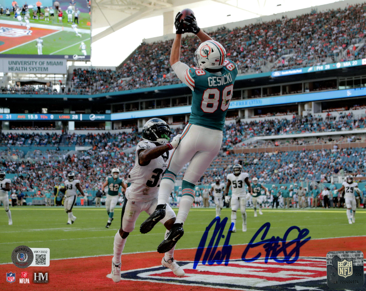 Mike Gesicki Autographed/Signed Miami Dolphins 8x10 Photo BAS
