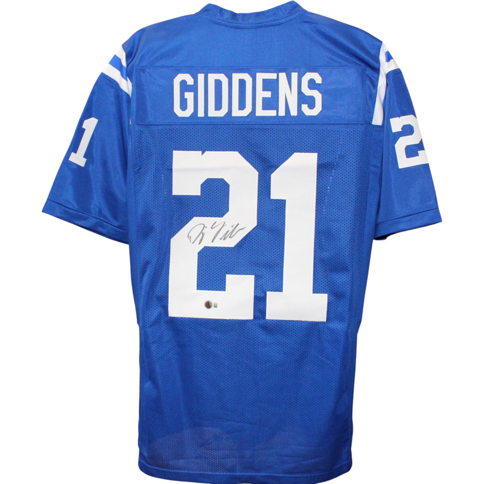 DJ Giddens Autographed Pro Style Blue Sz XL Jersey Beckett Witness 51627