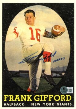 Frank Gifford Autographed New York Giants 6x9" Card Photo HOF Beckett 56861