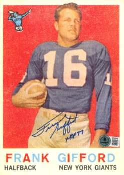 Frank Gifford Autographed New York Giants 6x9" Card Photo HOF Beckett 56862