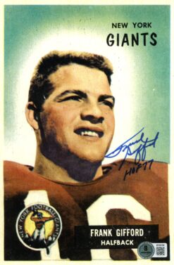 Frank Gifford Autographed New York Giants 6x9" Card Photo HOF Beckett 56863