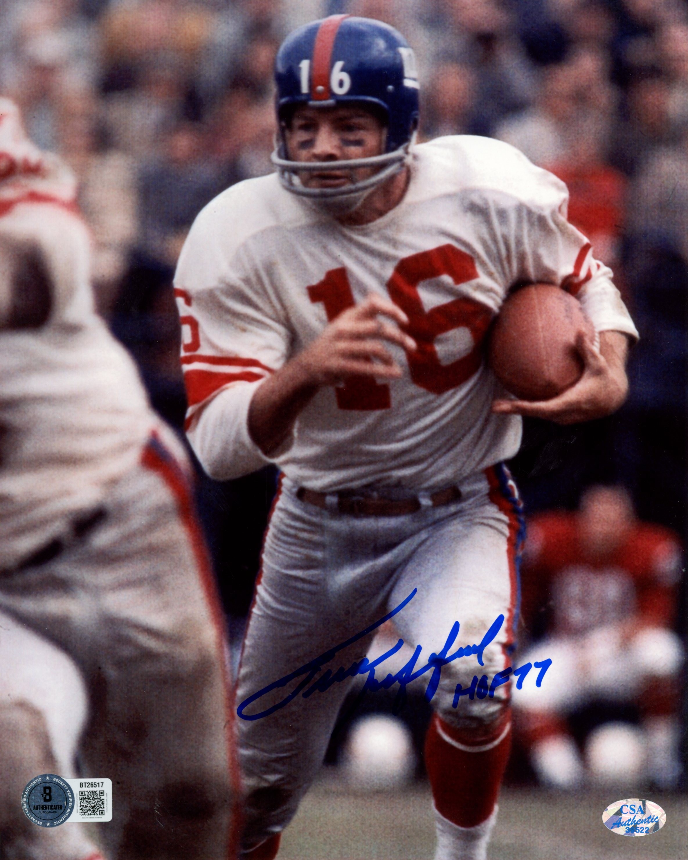 Frank Gifford Autographed New York Giants 8x10 Photo HOF Beckett 56797