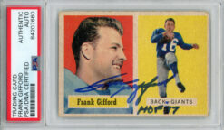 Frank Gifford Signed 1957 Topps #88 Trading Card w/HOF PSA Slab