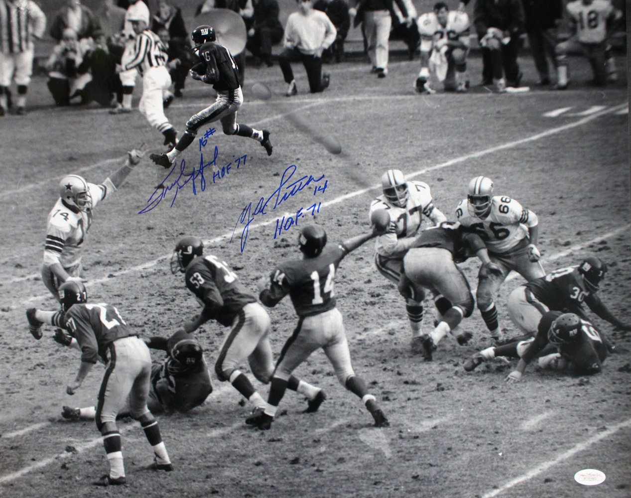 Frank Gifford & Ya Tittle Autographed New York Giants 16x20 Photo JSA