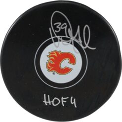 Doug Gilmore Autographed/Signed Calgary Flames Logo Puck HOF JSA 53956
