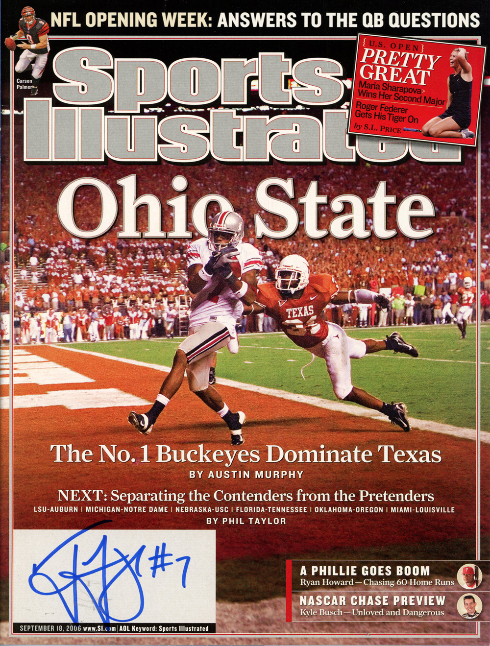 Ted Ginn Autographed 9/18/2006 Sports Illustrated Magazine Beckett