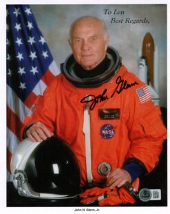 John Glenn Autographed/Signed NASA 8x10 Photo Beckett 57468
