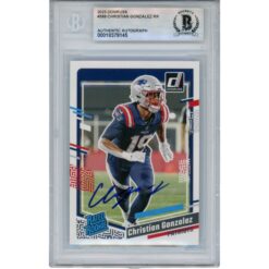 Christian Gonzalez Autographed 2023 Donruss #369 Trading Card Beckett 53173