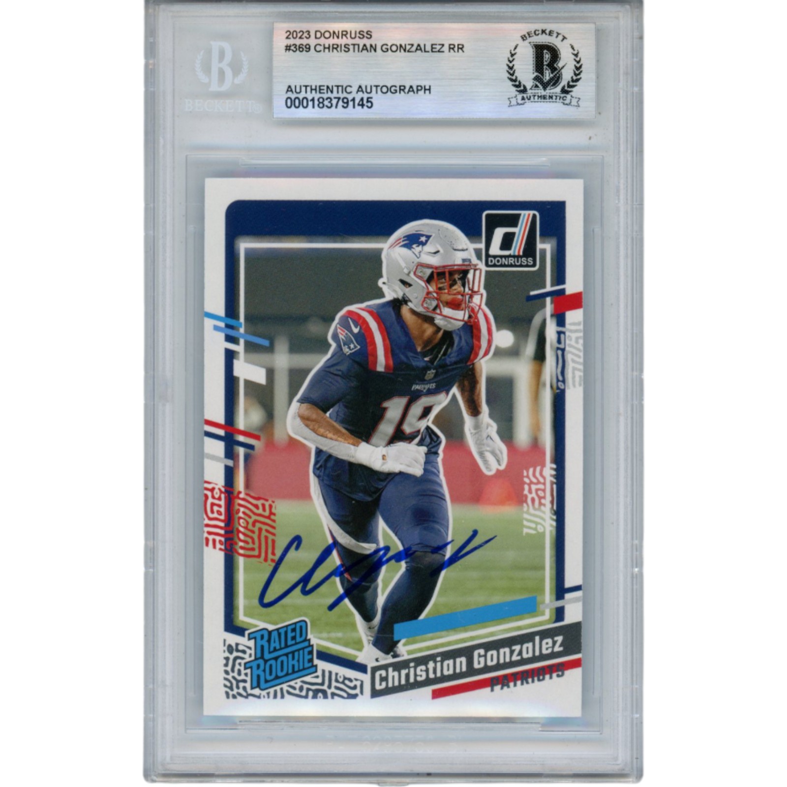 Christian Gonzalez Autographed 2023 Donruss #369 Trading Card Beckett 53173