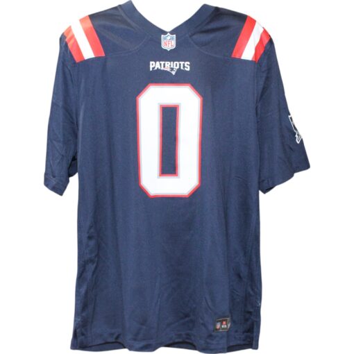 Christian Gonzalez Signed New England Patriots Blue Nike XL Jersey Beckett 50954