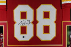 Tony Gonzalez Autographed/Signed Pro Style Red XL Framed Jersey Beckett 51216