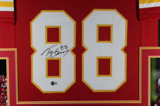 Tony Gonzalez Autographed/Signed Pro Style Red XL Framed Jersey Beckett 51216