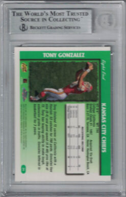 Tony Gonzalez Signed Kansas City Chiefs 1997 Topps Chrome Card BAS Slab 28917