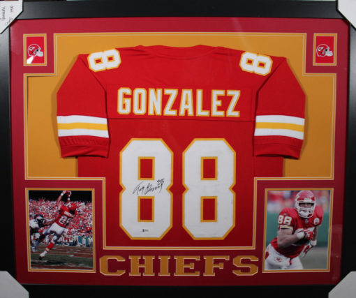 Tony Gonzalez Autographed Kansas City Chiefs Framed Red XL Jersey BAS 17673