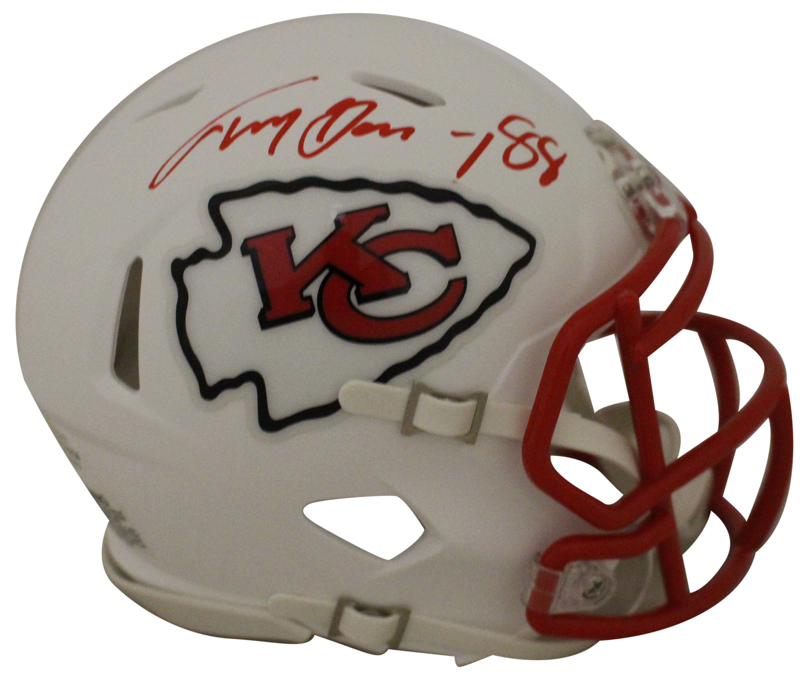 Tony Gonzalez Autographed Kansas City Chiefs Flat White Mini Helmet BAS 28918