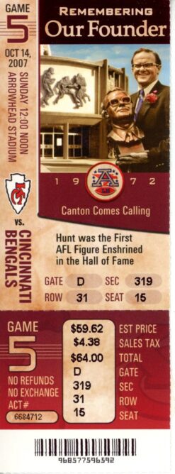 Kansas City Chiefs Ticket Stub Tony Gonzalez 63rd TD TE NFL Record 55553