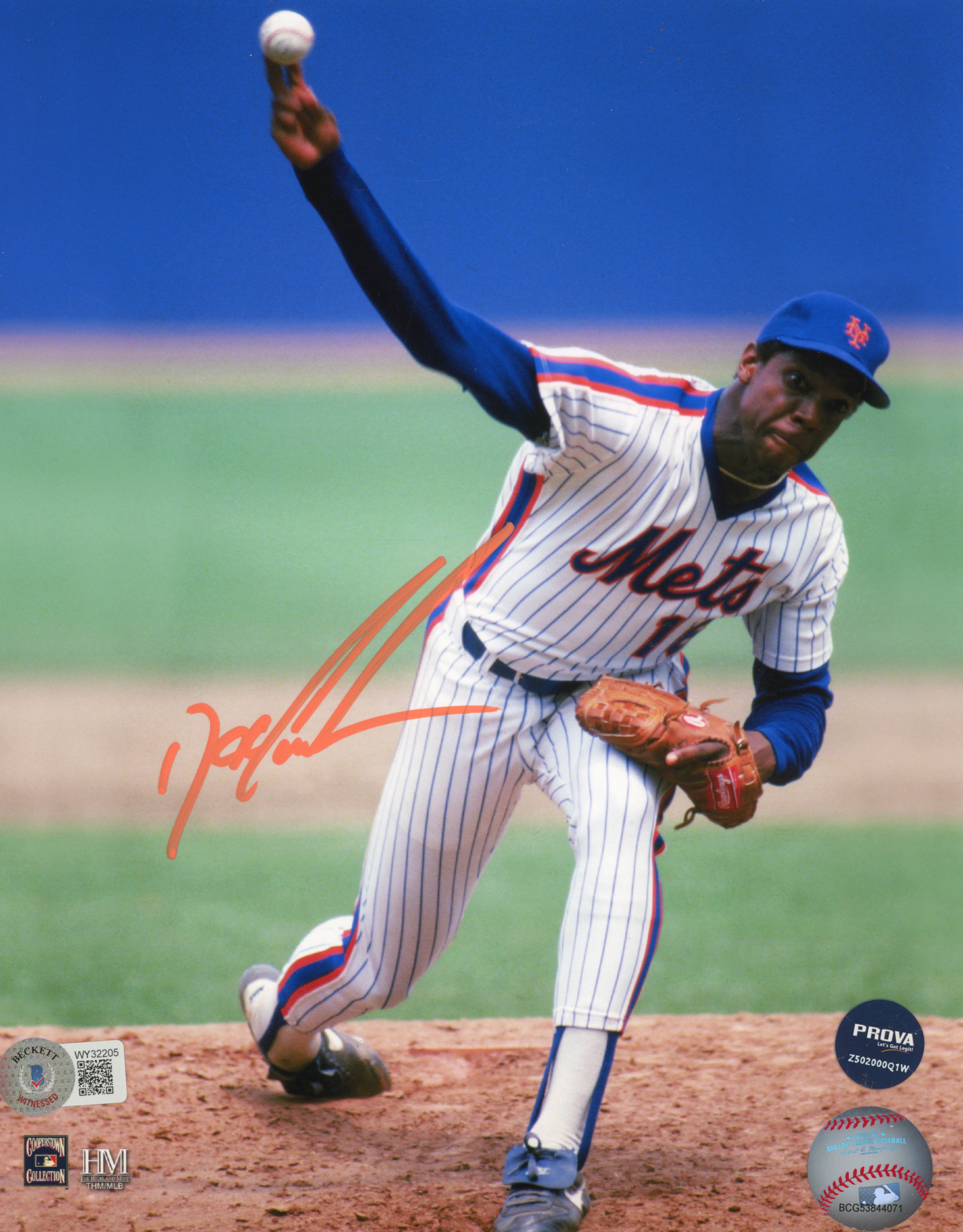 Dwight Gooden Autographed/Signed New York Mets 8x10 Photo Beckett 
