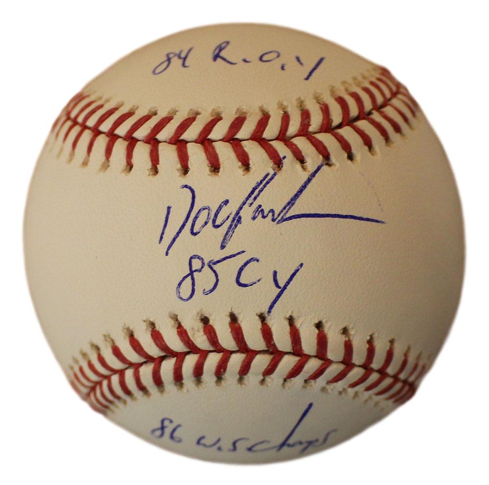 Dwight Gooden Autographed/Signed New York Mets OML Baseball Stats JSA 28532