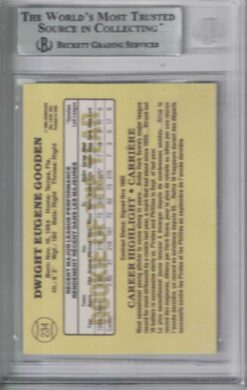 Dwight Gooden Autographed 1985 Donruss Leaf #234 Rookie Card BAS Slab 28525