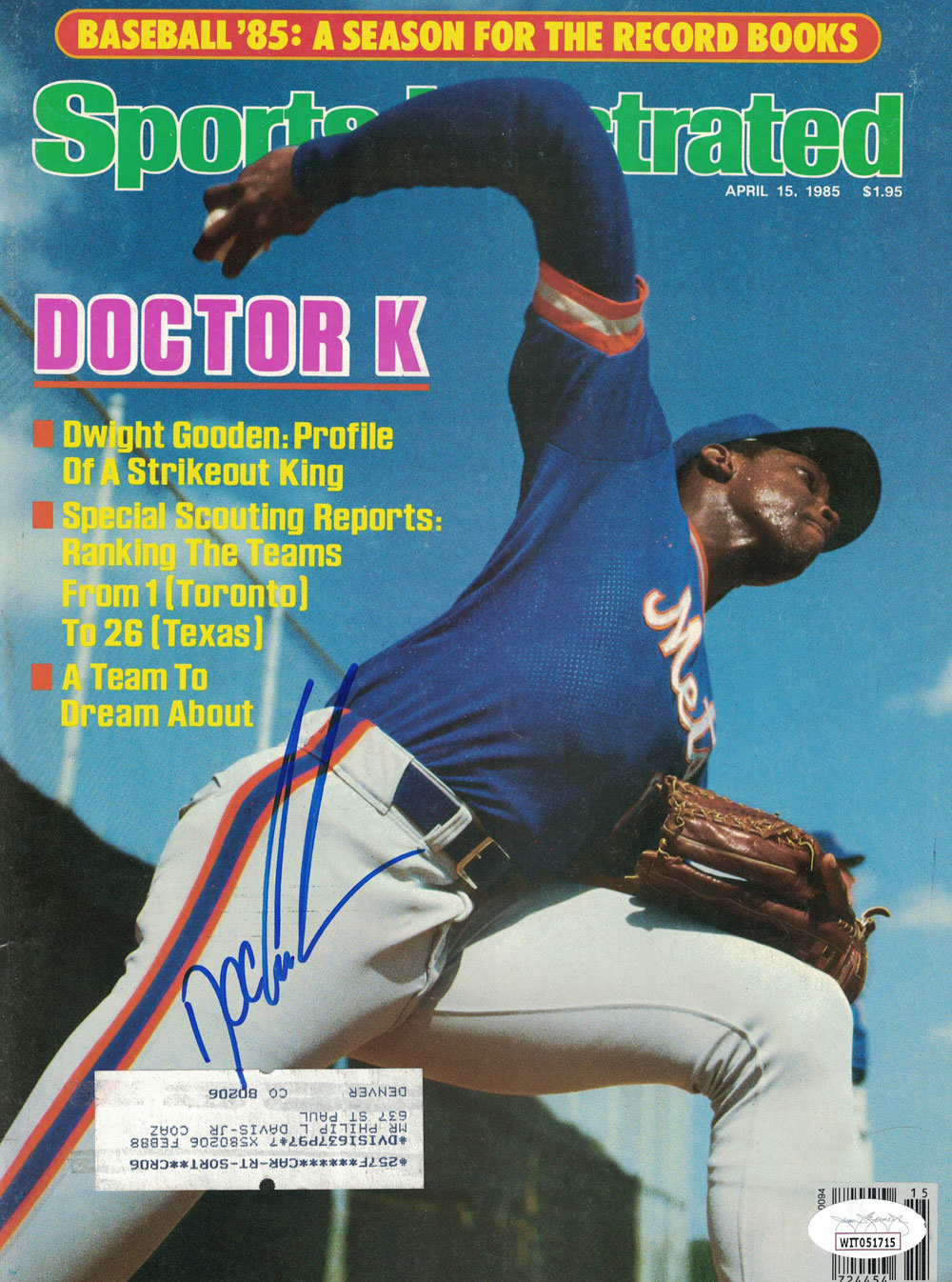 Dwight Gooden Signed New York Mets Sports Illustrated 1985 Magazine JSA 28529