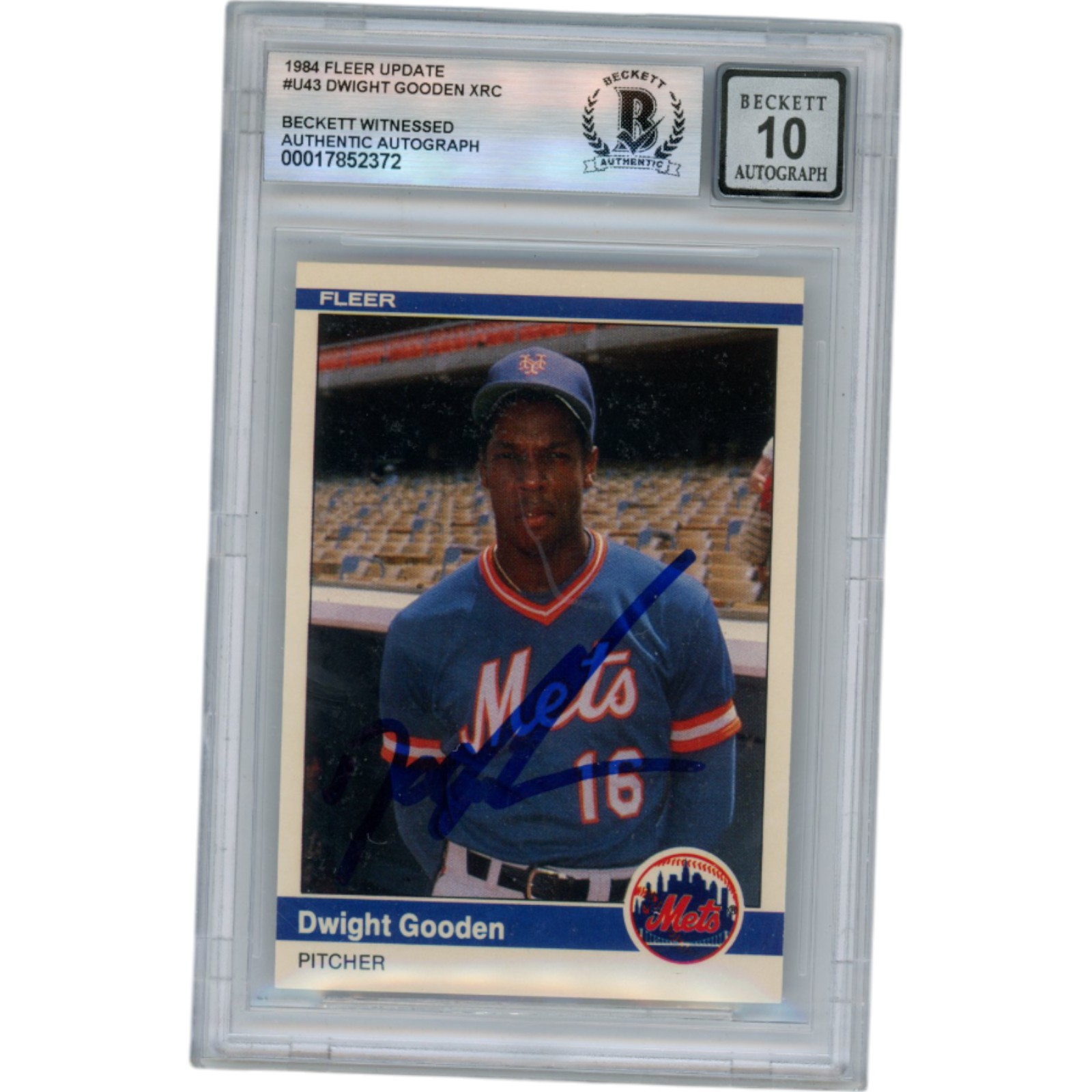 Dwight Gooden Autographed 1984 Fleer Update #U43 Slab Trading Card Beckett 50620