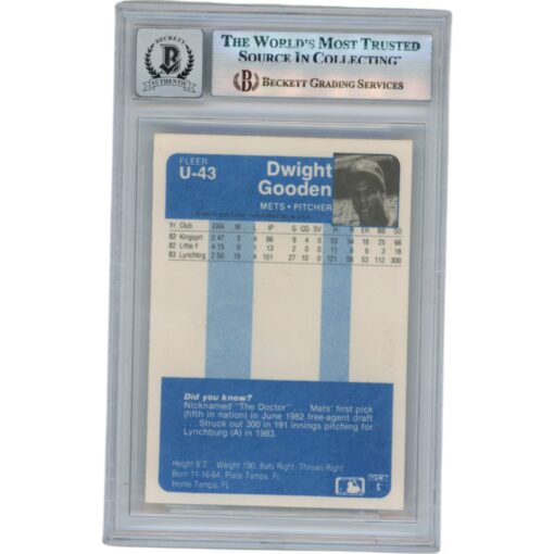 Dwight Gooden Autographed 1984 Fleer Update #U43 Slab Trading Card Beckett 50620