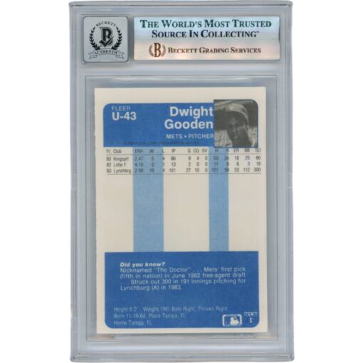 Dwight Gooden Autographed 1984 Fleer Update #U43 Slab Trading Card Beckett 50639