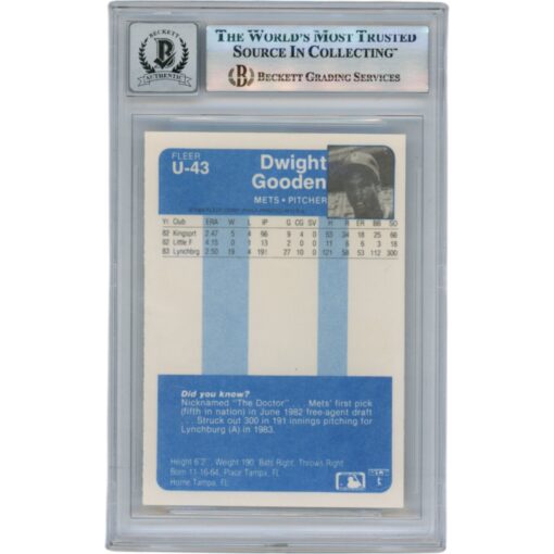 Dwight Gooden Autographed 1984 Fleer Update #U43 Slab Trading Card Beckett 50674