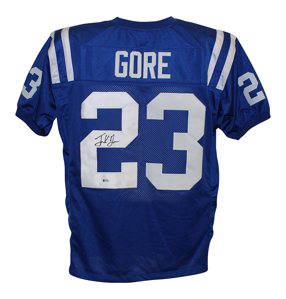 Frank Gore Autographed/Signed Pro Style Blue XL Jersey BAS 26951