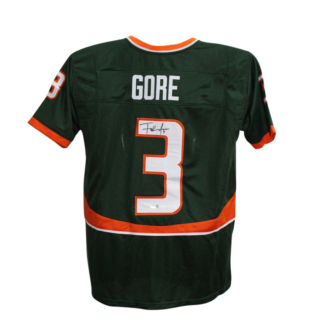 Frank Gore Autographed/Signed College Style Green XL Jersey Beckett BAS