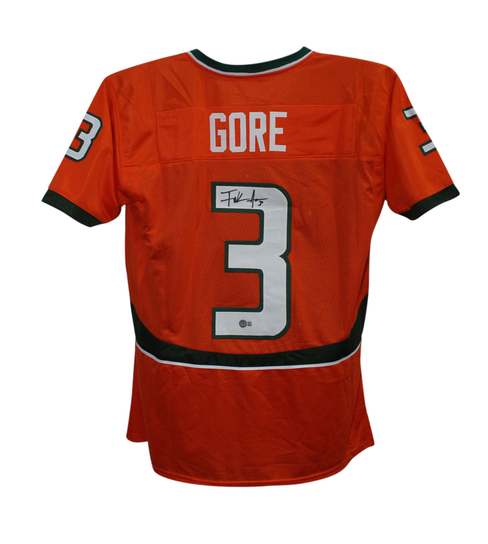 Frank Gore Autographed/Signed College Style Orange XL Jersey Beckett BAS