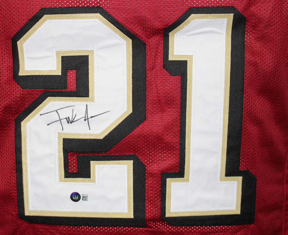 Frank Gore Autographed/Signed Pro Style Red XL Jersey Beckett BAS