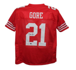 Frank Gore Autographed/Signed Pro Style Red XL Jersey Beckett