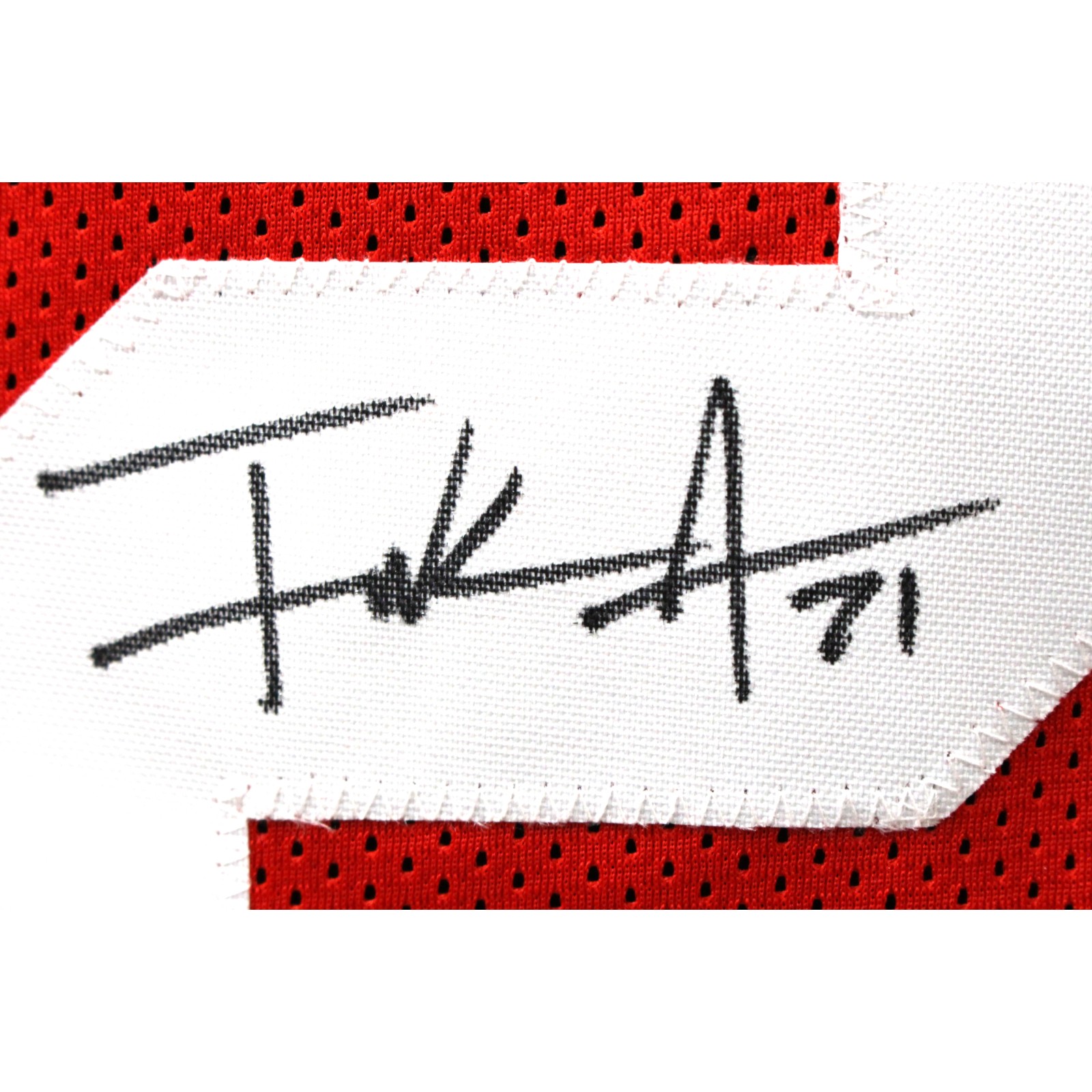 Frank Gore Autographed/Signed Pro Style Red Sz XL Jersey Beckett Witness 51630