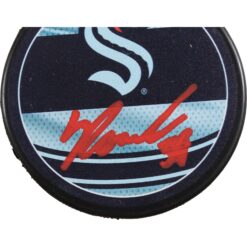 Yanni Gourde Autographed/Signed Seattle Kraken Reverse Retro Puck Fanatics 53813