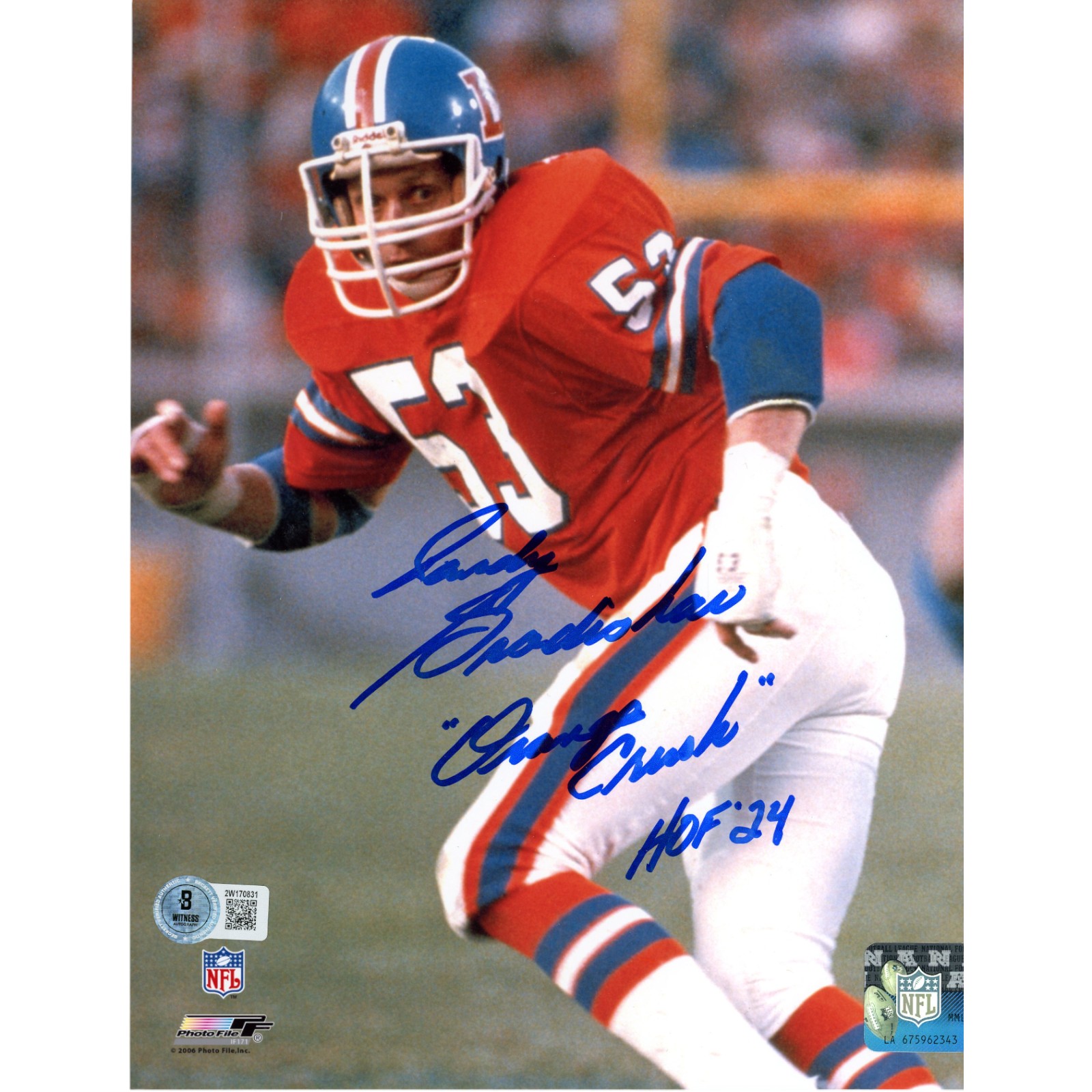 Randy Gradishar Autographed Denver Broncos 8x10 Photo 2 Insc. Beckett 49077